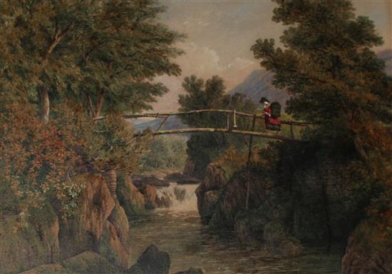 John Steeple, old bridge on the Dyfi at Aber Cowarth(-)